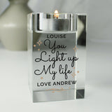 Personalised You Light Up My Life Glass Tea Light Holder: 1 - Candle Holders By Gift Moments