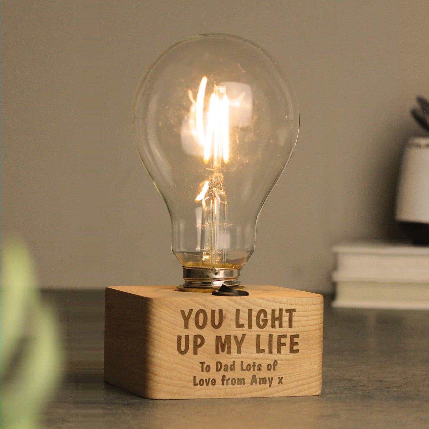 Personalised You Light Up My Life LED Bulb Table Lamp: 1 - LED Lighting By Gift Moments