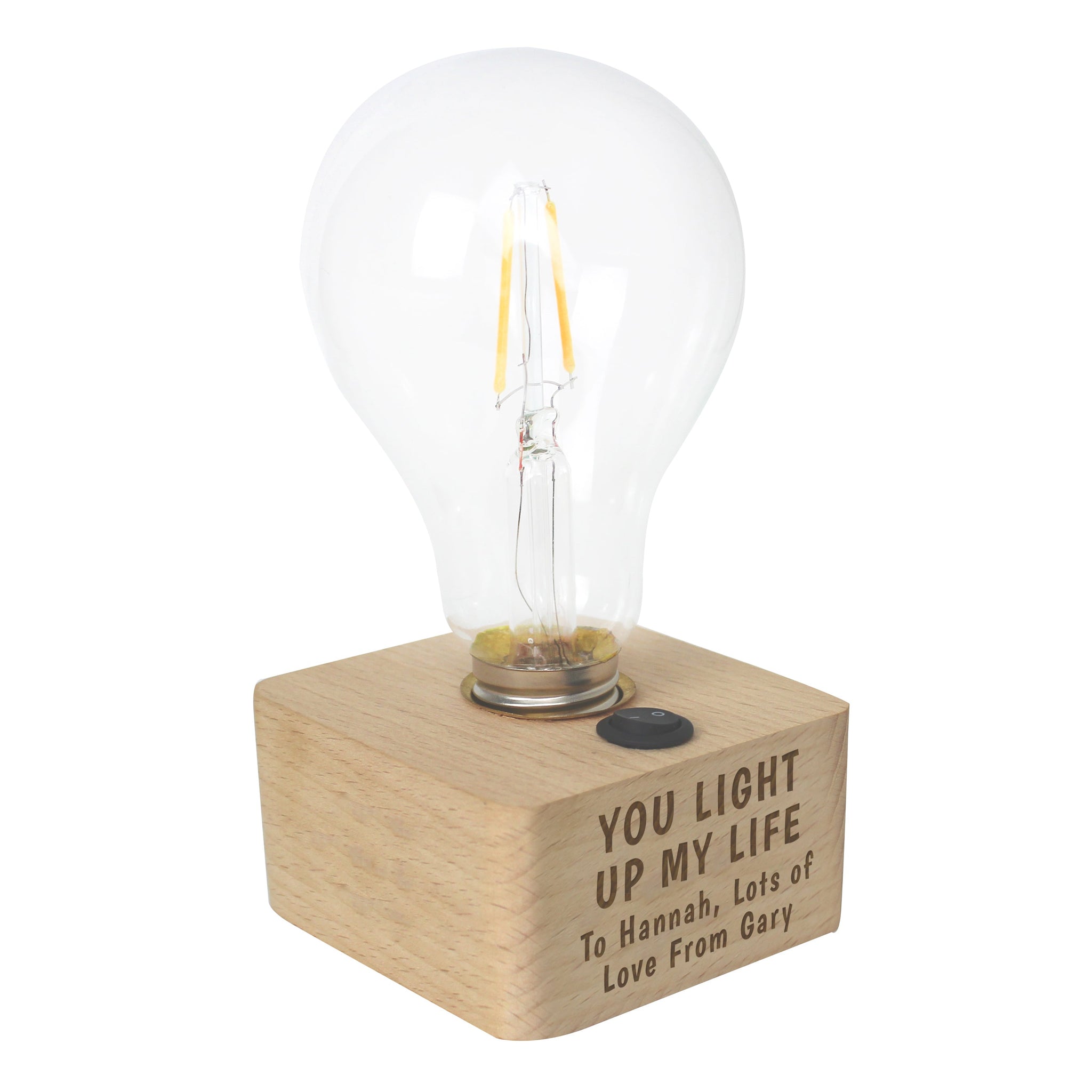 Personalised You Light Up My Life LED Bulb Table Lamp: 5 - LED Lighting By Gift Moments