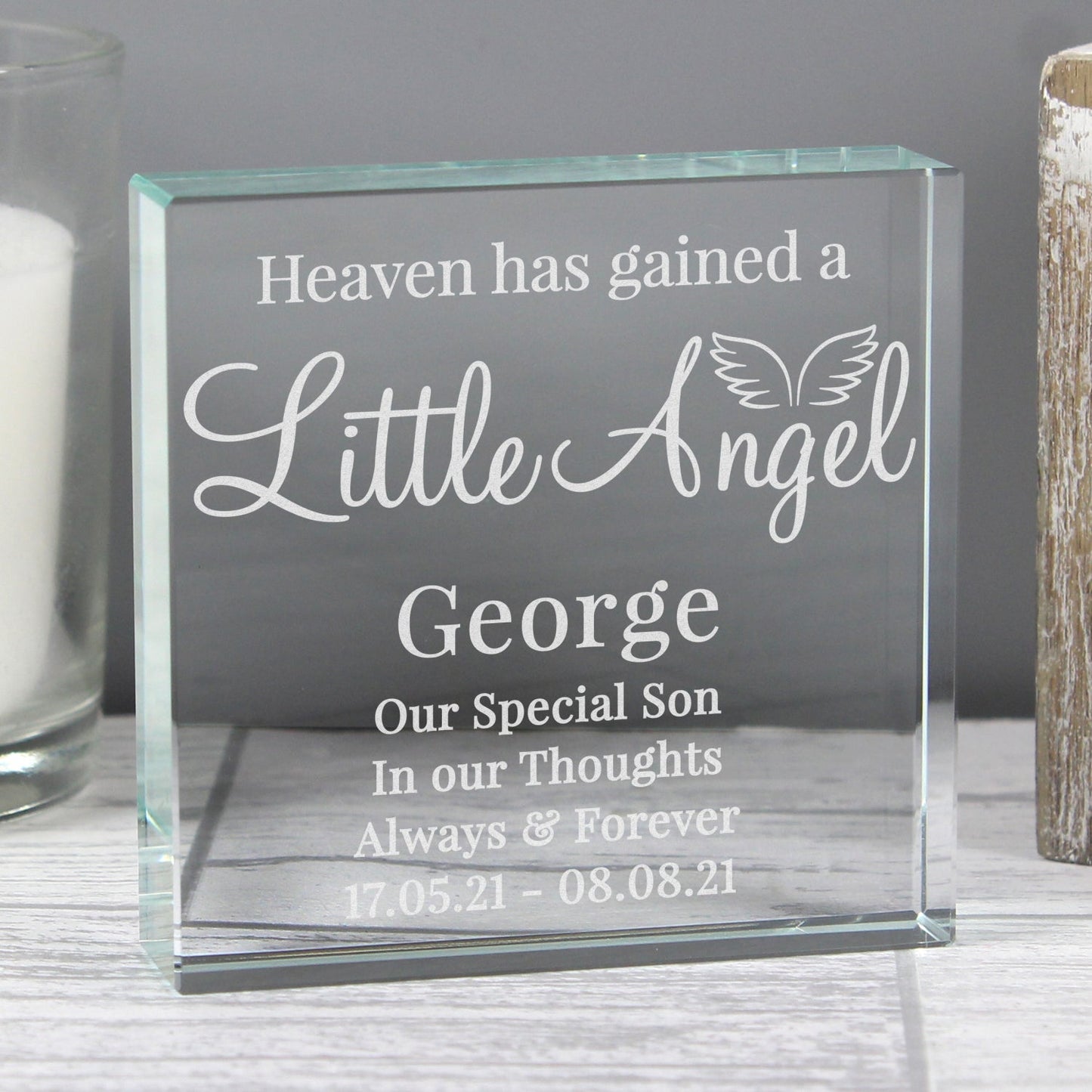 Personalised Little Angel Crystal Token: 3 - Crystal Tokens By Gift Moments