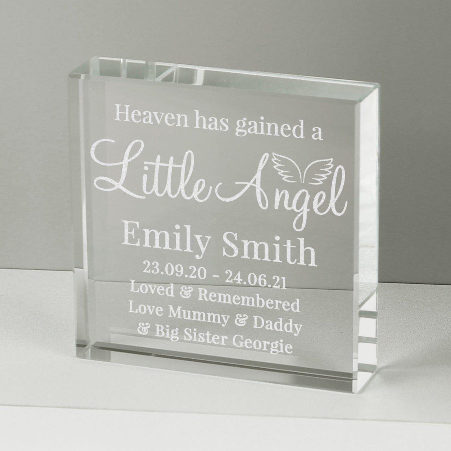 Personalised Little Angel Crystal Token: 2 - Crystal Tokens By Gift Moments