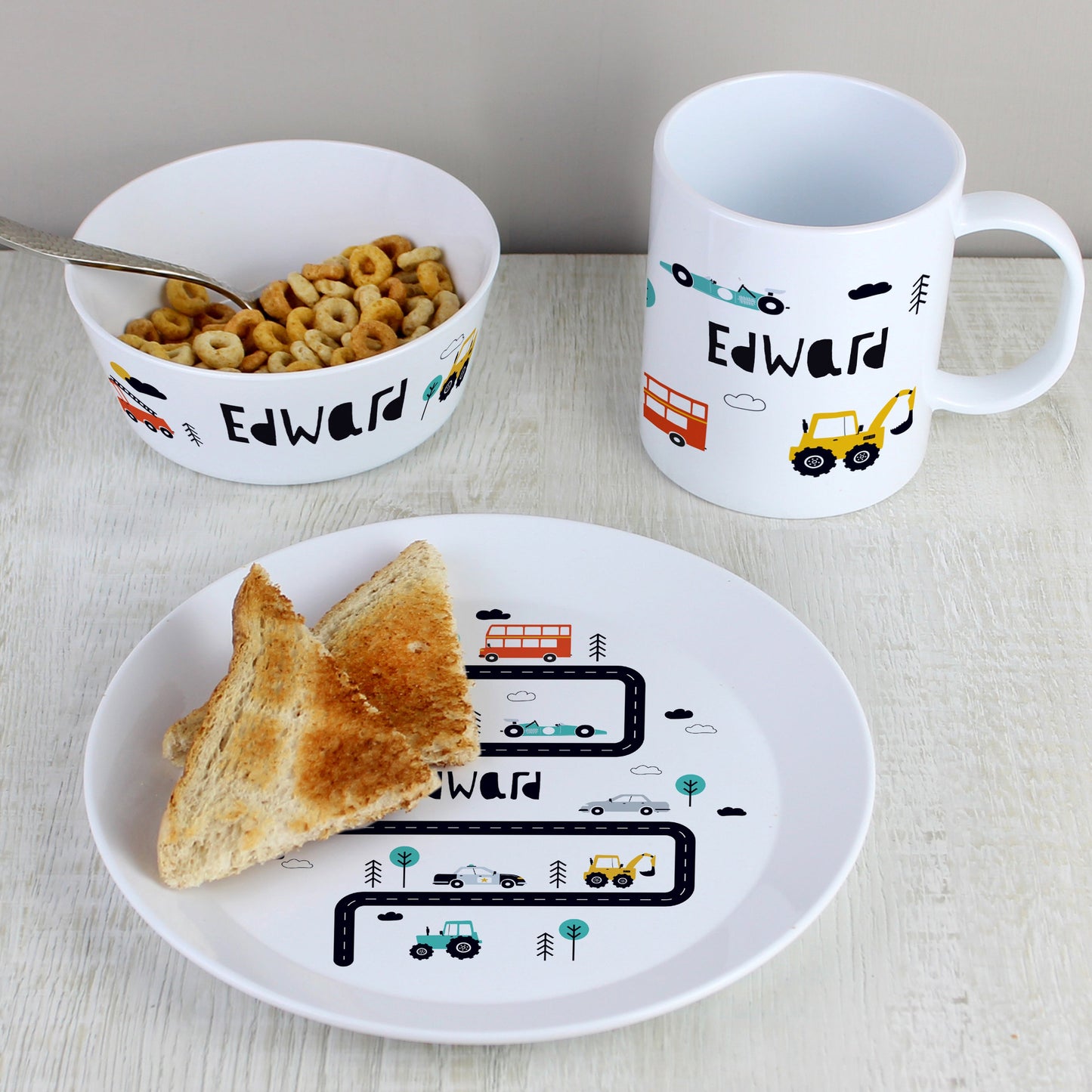 Personalised Little Car Plastic Breakfast Set: 1 - Tableware By Gift Moments