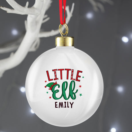 Personalised Little Elf Bauble: 2 - Christmas Baubles By Gift Moments