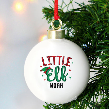 Personalised Little Elf Bauble: 1 - Christmas Baubles By Gift Moments
