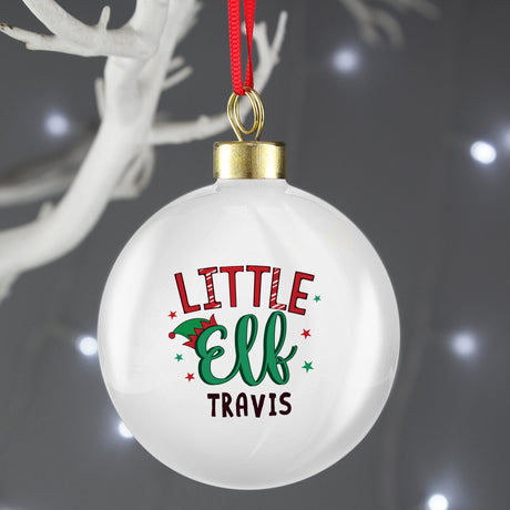 Personalised Little Elf Bauble: 4 - Christmas Baubles By Gift Moments