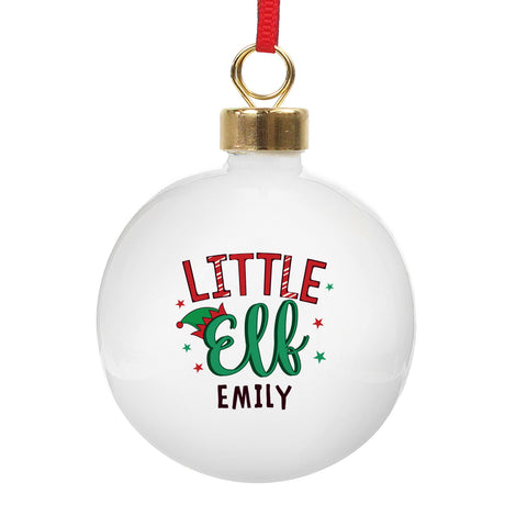 Personalised Little Elf Bauble: 5 - Christmas Baubles By Gift Moments
