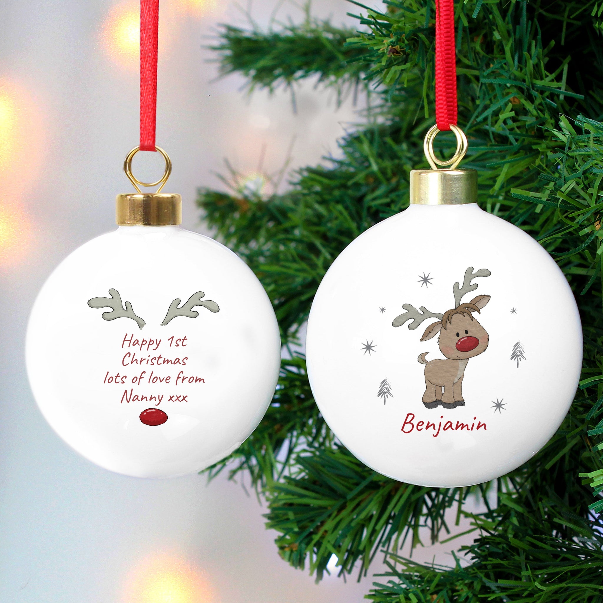 Personalised Little Reindeer Bauble: 1 - Christmas Baubles By Gift Moments