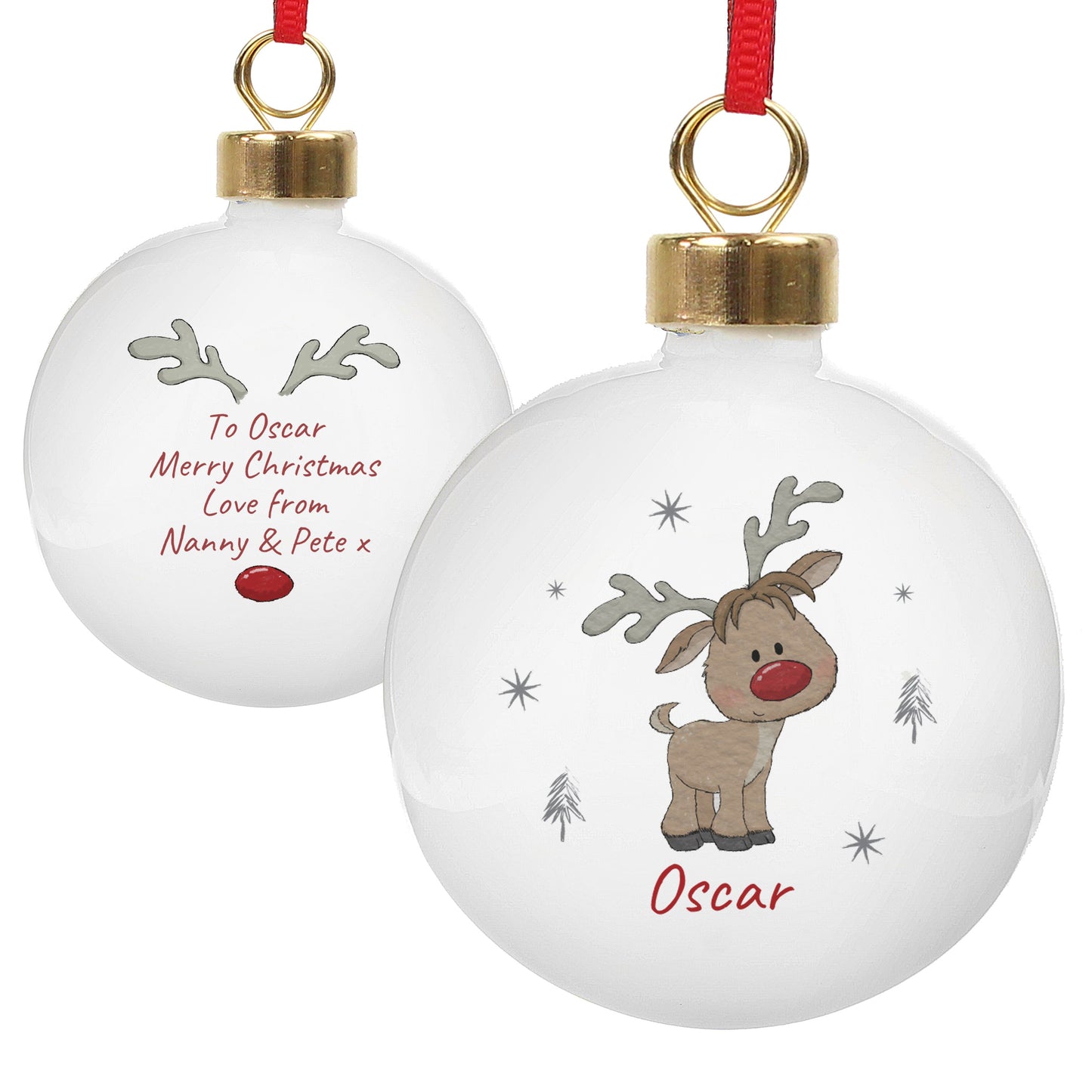 Personalised Little Reindeer Bauble: 4 - Christmas Baubles By Gift Moments