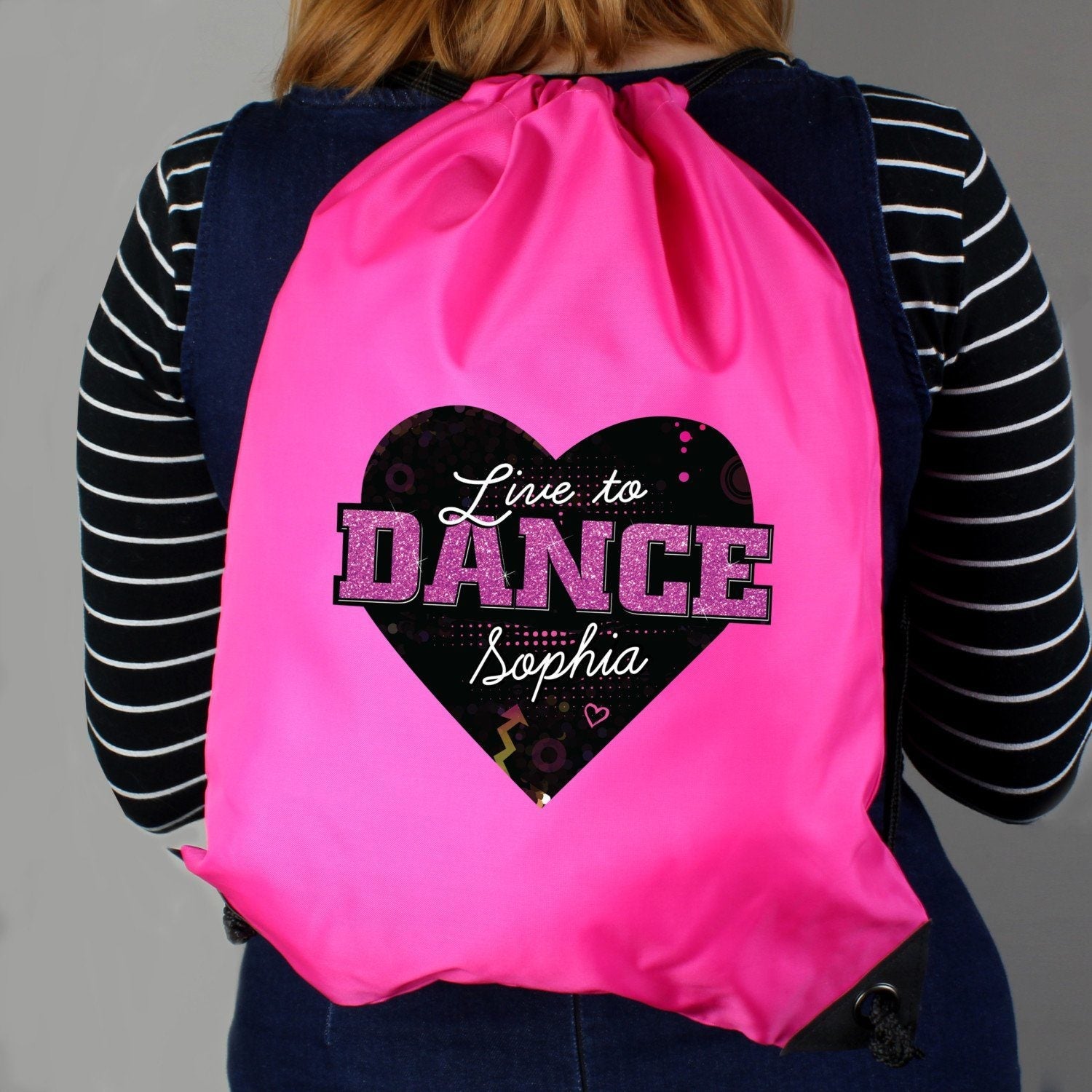 Personalised ’Live to Dance’ Pink Kit Bag: 2 - Kids Bags By Gift Moments