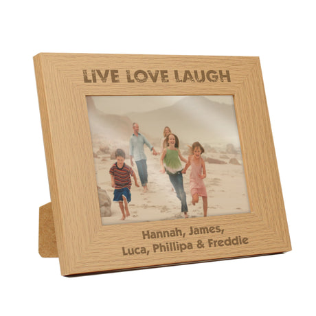 Personalised Live Love Laugh 5x7 Landscape Oak Finish Photo Frame: 4 - Photo Frames By Gift Moments