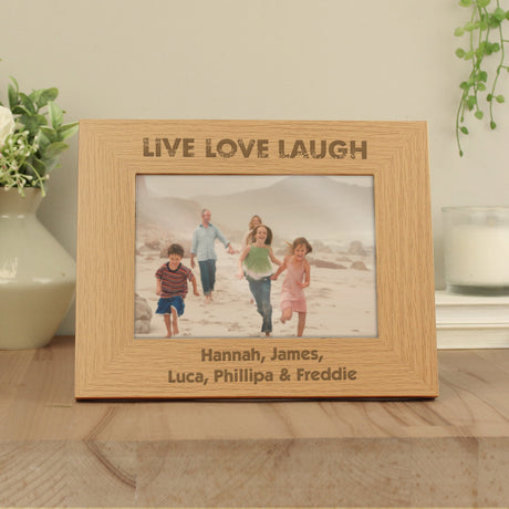 Personalised Live Love Laugh 5x7 Landscape Oak Finish Photo Frame: 3 - Photo Frames By Gift Moments