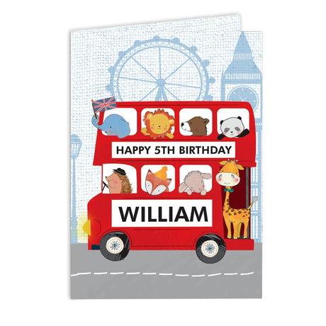 Personalised London Animal Bus Birthday Card: 3 - Greeting Cards By Gift Moments