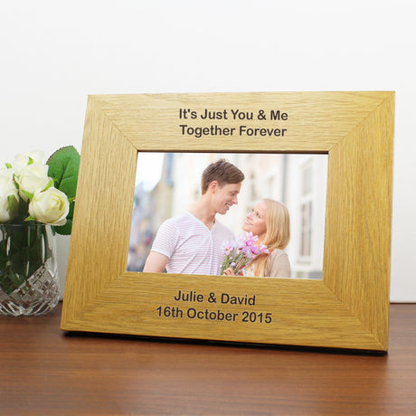 Personalised Long Message 6x4 Landscape Oak Finish Photo Frame: 2 - Photo Frames By Gift Moments