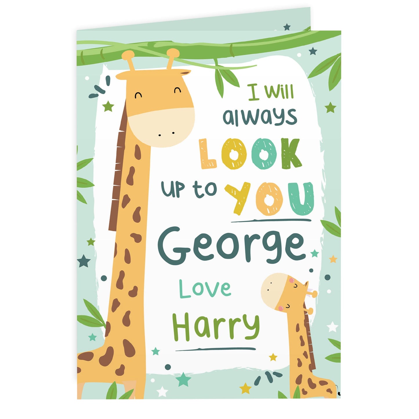 Personalised Look Up To You Giraffe Card: 3 - Greeting Cards By Gift Moments