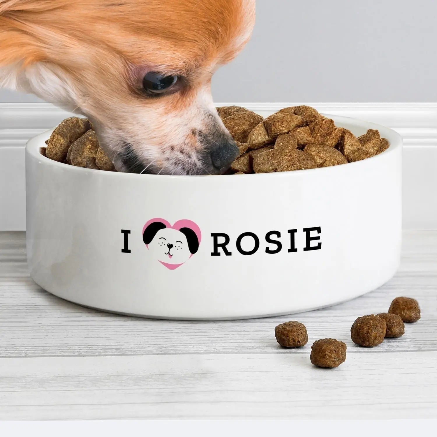 Personalised I Love my Dog - Cute Design 14cm Medium Ceramic White Pet Bowl: 2 - Pet Products By Gift Moments