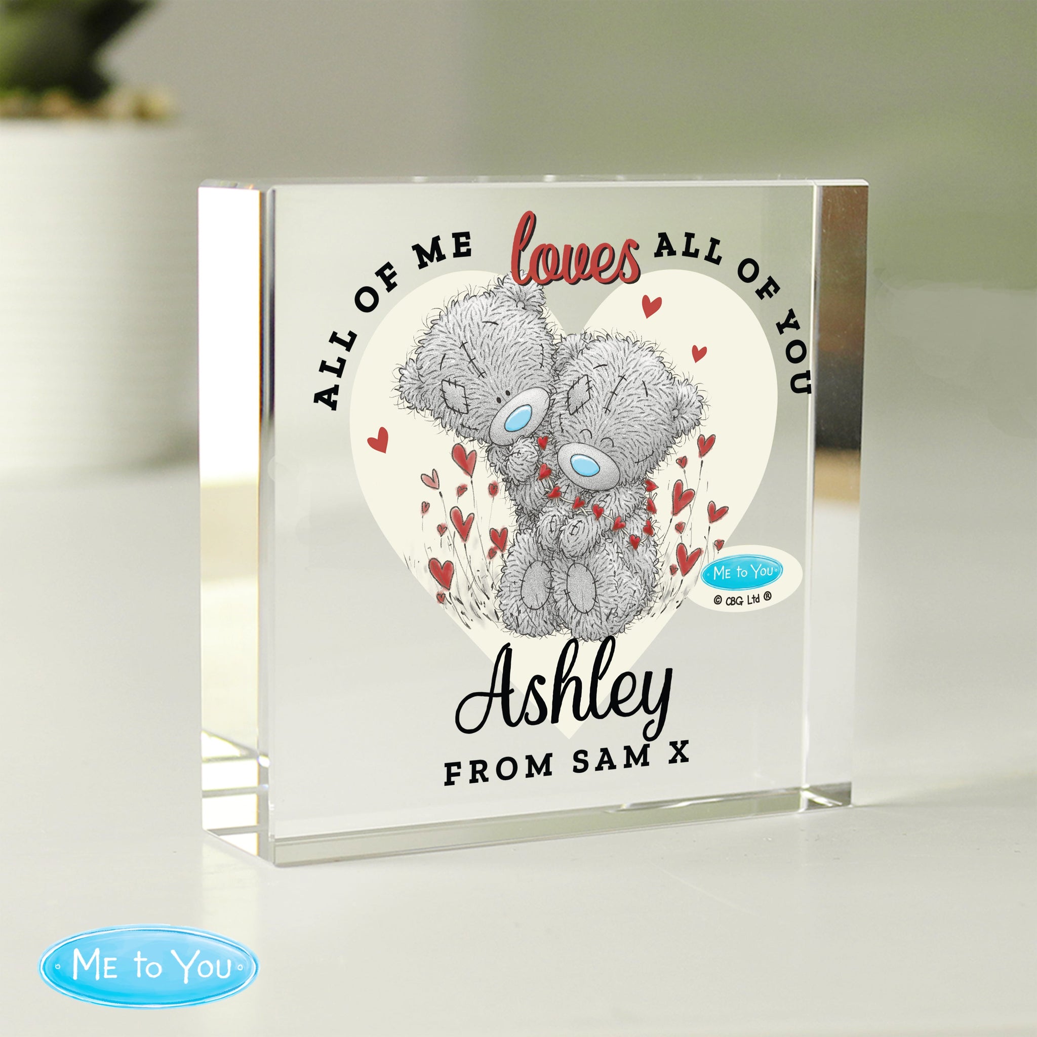 Personalised Me to You Love Heart Crystal Token: 3 - Crystal Tokens