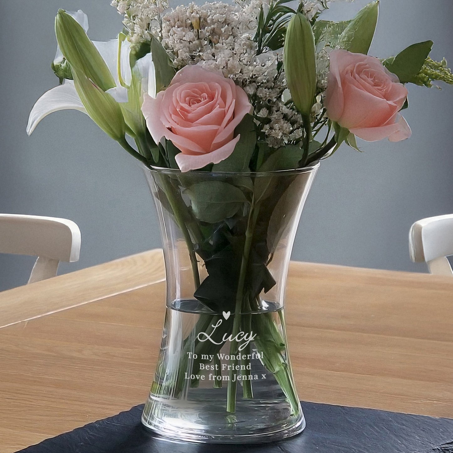 Personalised Love Heart Glass Vase: 1 - Vases By Gift Moments