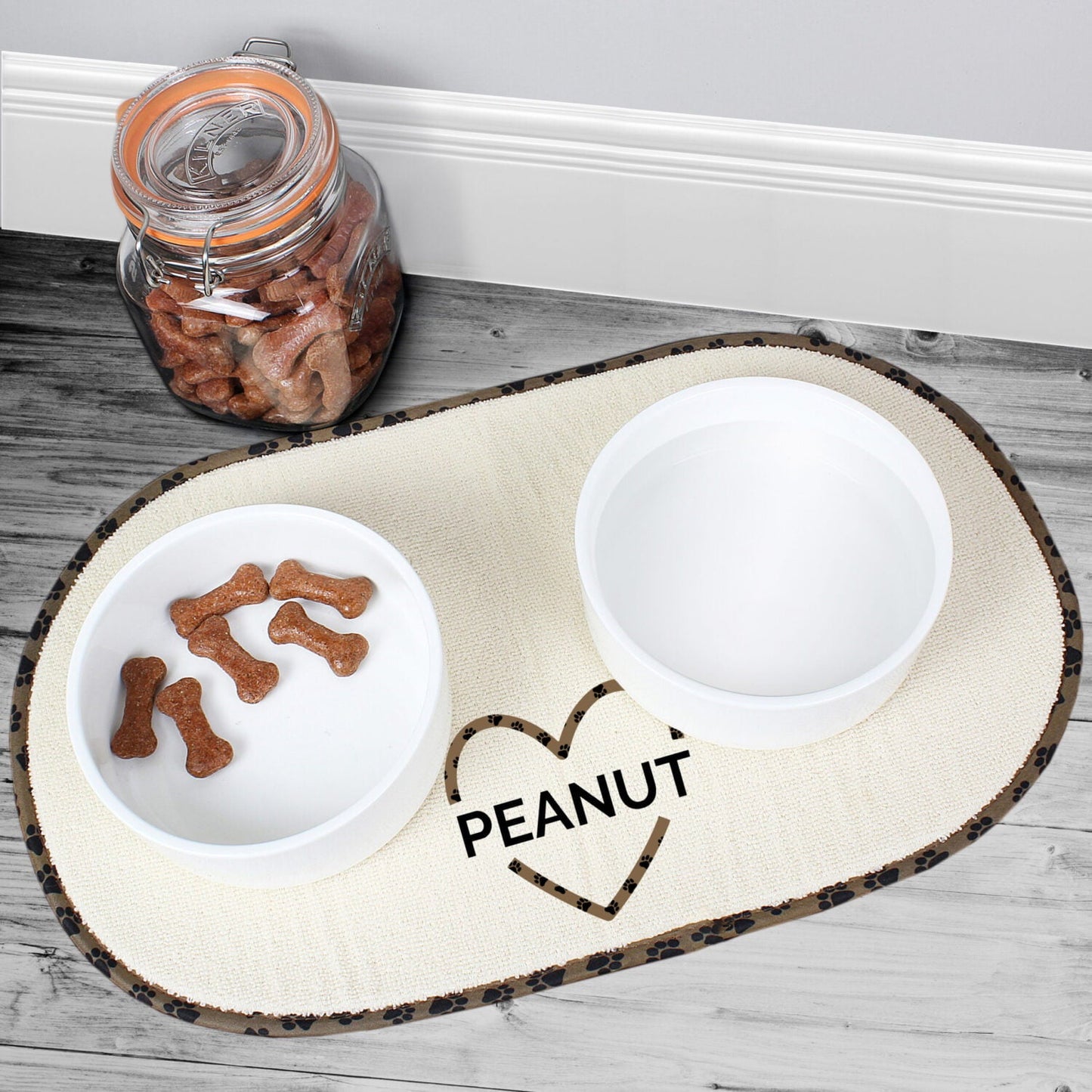 Personalised Love Heart Microfibre Pet Bowl Mat: 1 - Pet Products By Gift Moments