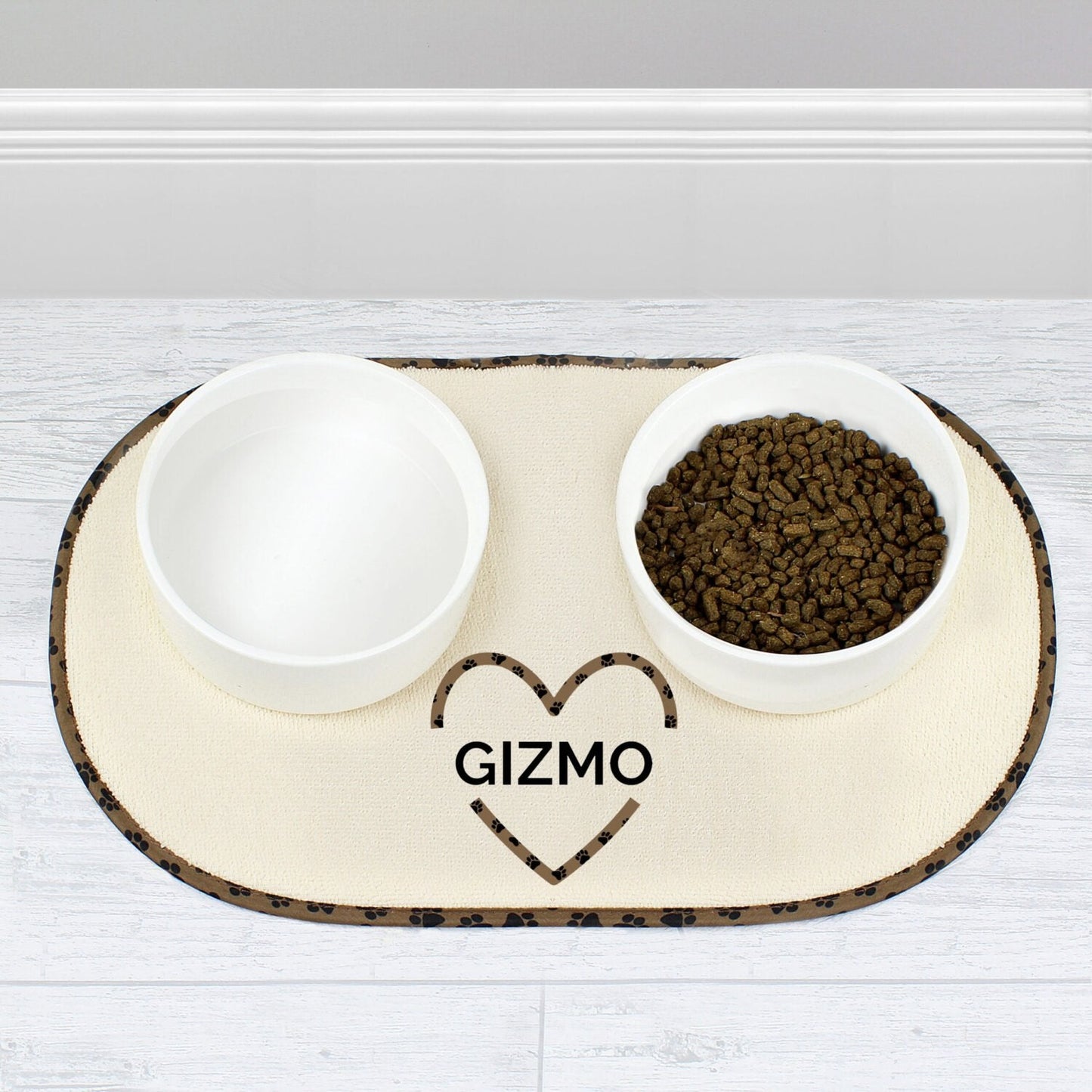 Personalised Love Heart Microfibre Pet Bowl Mat: 2 - Pet Products By Gift Moments