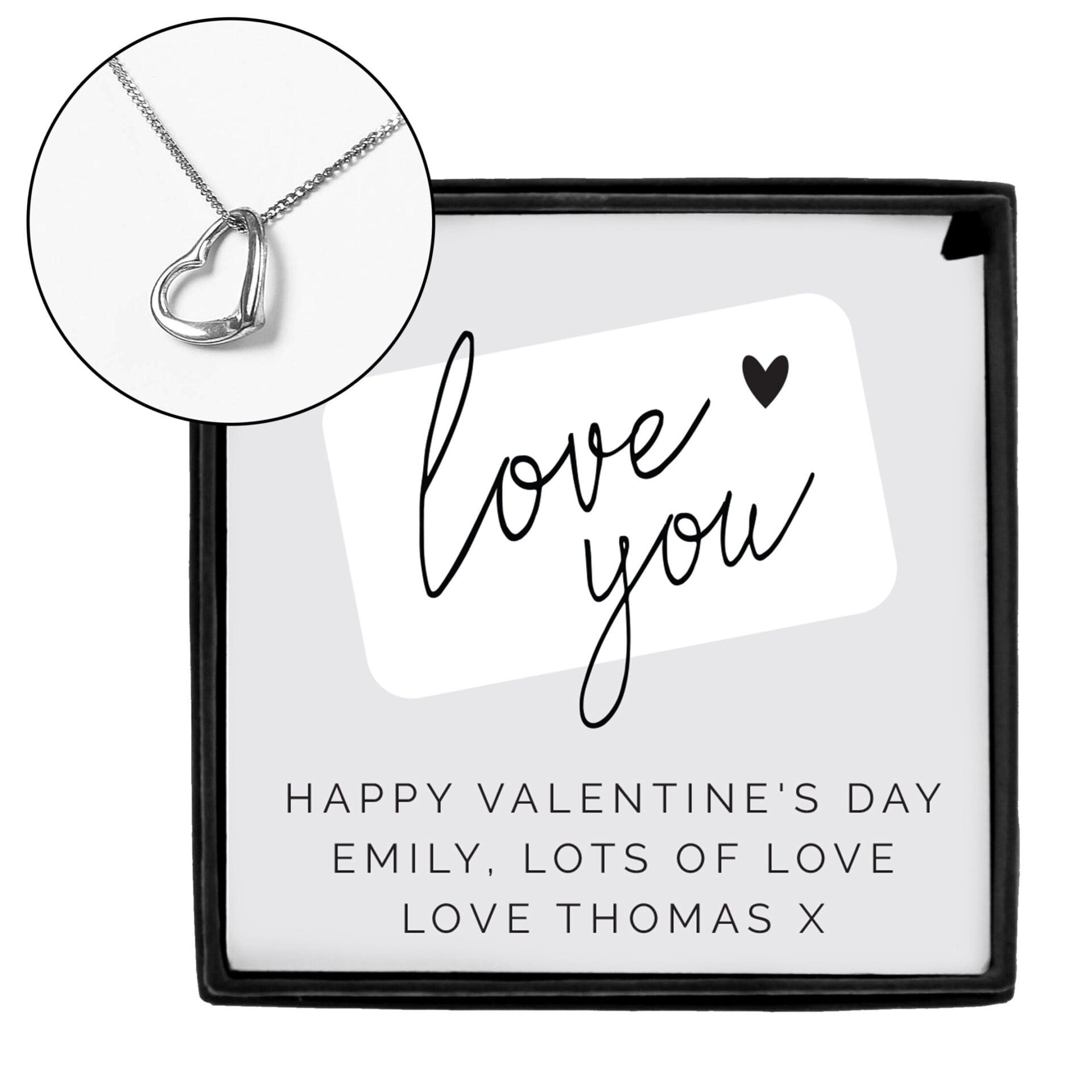 Personalised Love you Heart Necklace and Box: 3 - Necklaces By Gift Moments