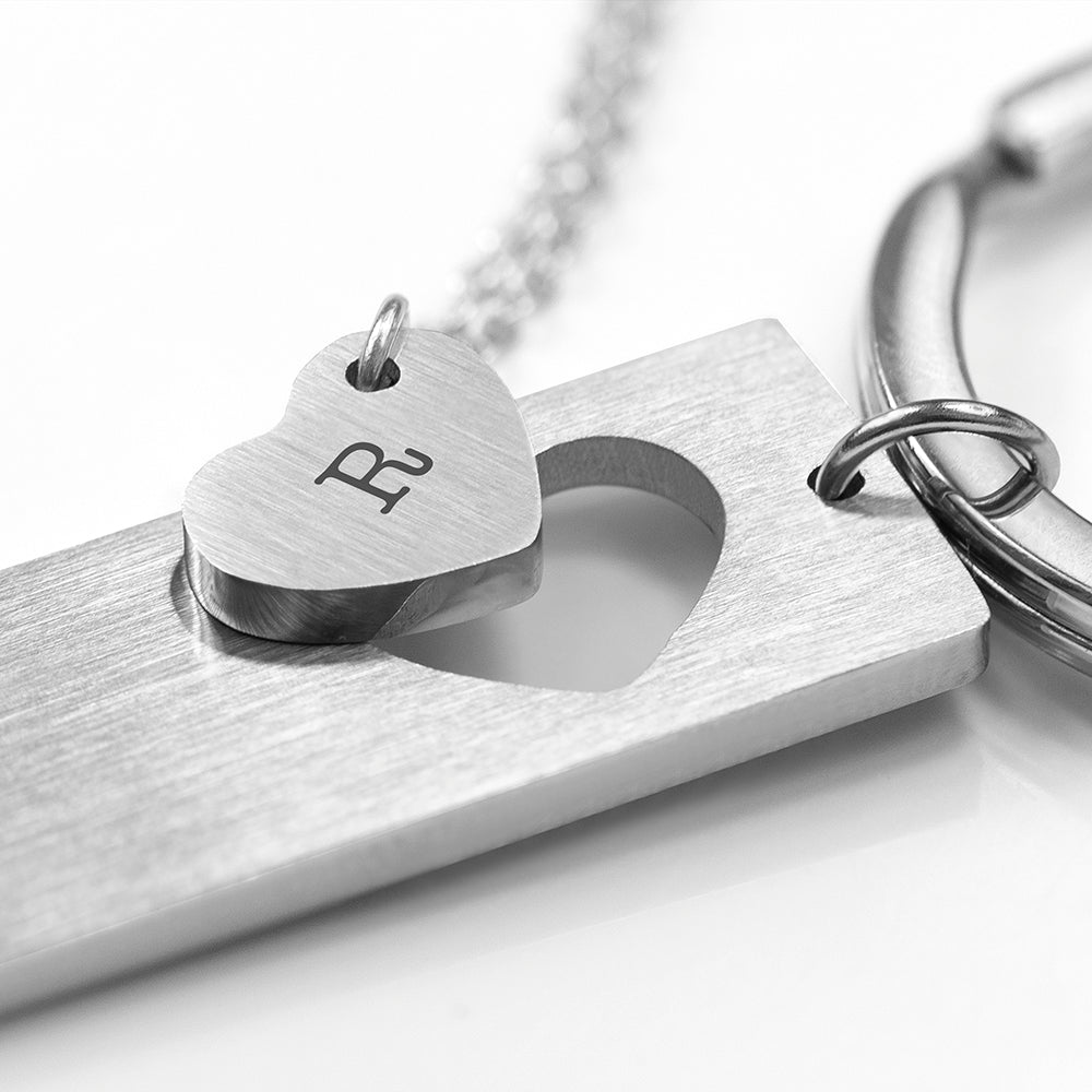 Personalised Love Heart Necklace & Keyring Set: 4 - Necklaces By Gift Moments