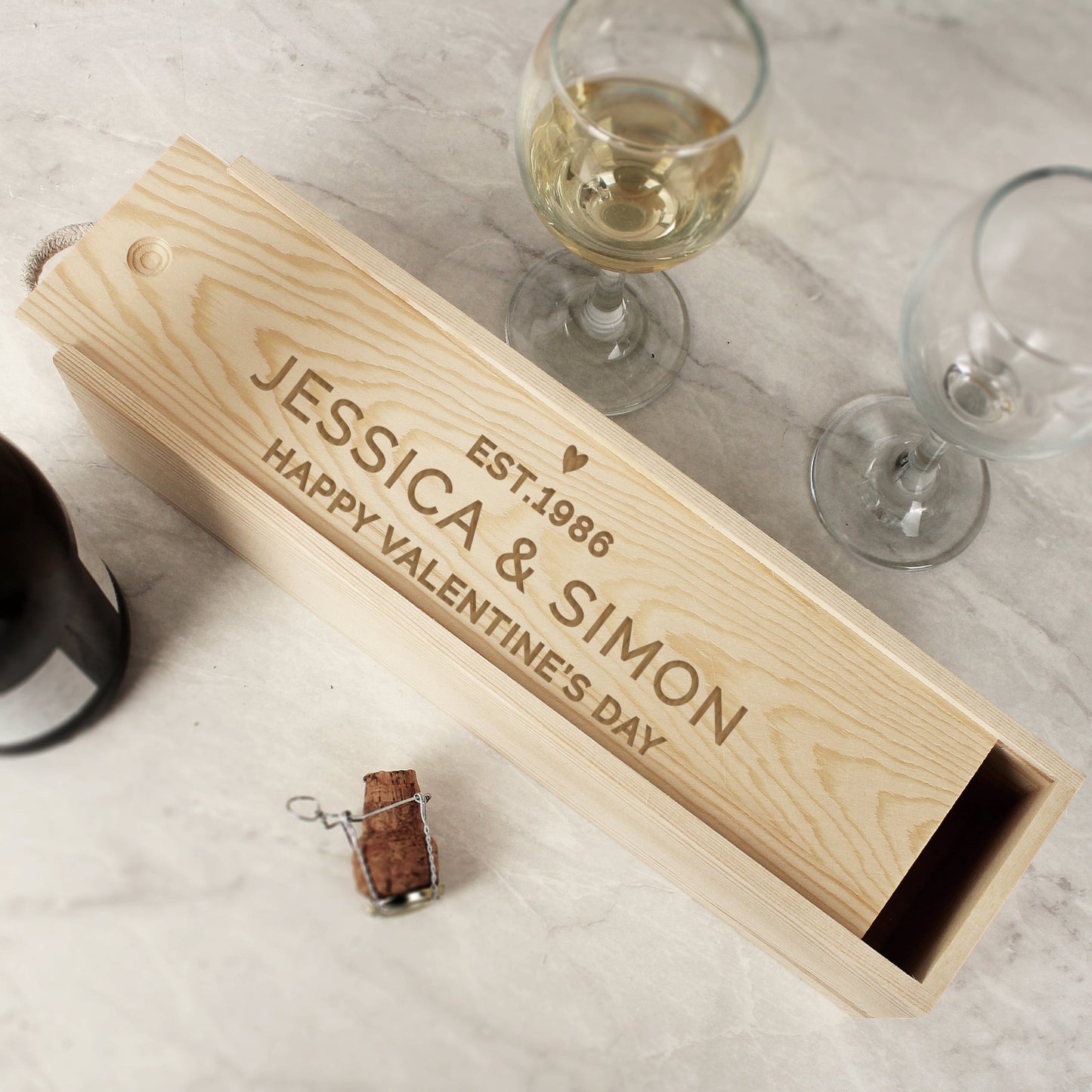 Personalised Love Heart Wooden Wine Bottle Box: 2 - Barware By Gift Moments