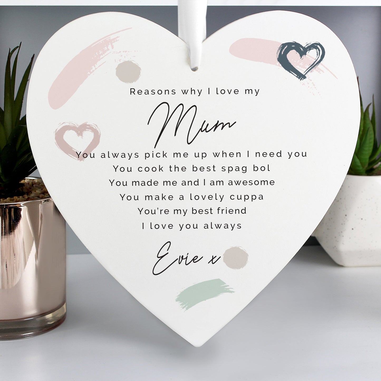 Personalised Love Large Wooden Heart: 2 - Decorations By Gift Moments