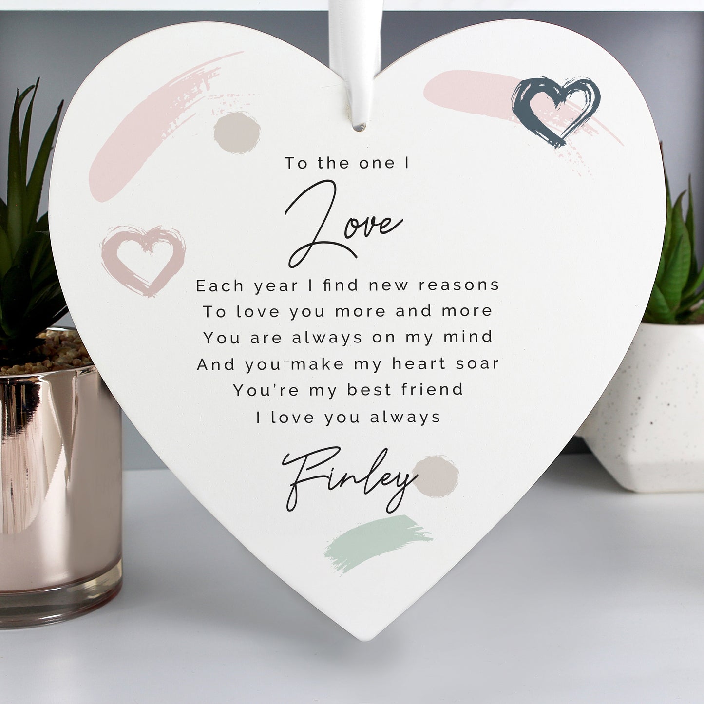 Personalised Love Large Wooden Heart: 3 - Decorations By Gift Moments