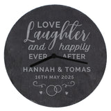 Personalised Love Laughter Slate Clock: 5 - Clocks By Gift Moments