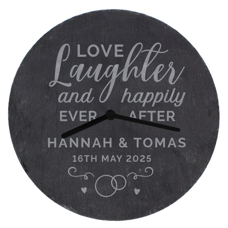 Personalised Love Laughter Slate Clock: 5 - Clocks By Gift Moments