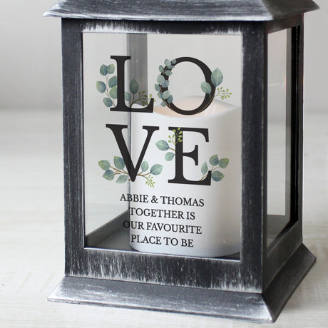 Personalised LOVE LED Black Lantern: 2 - LED Lighting By Gift Moments