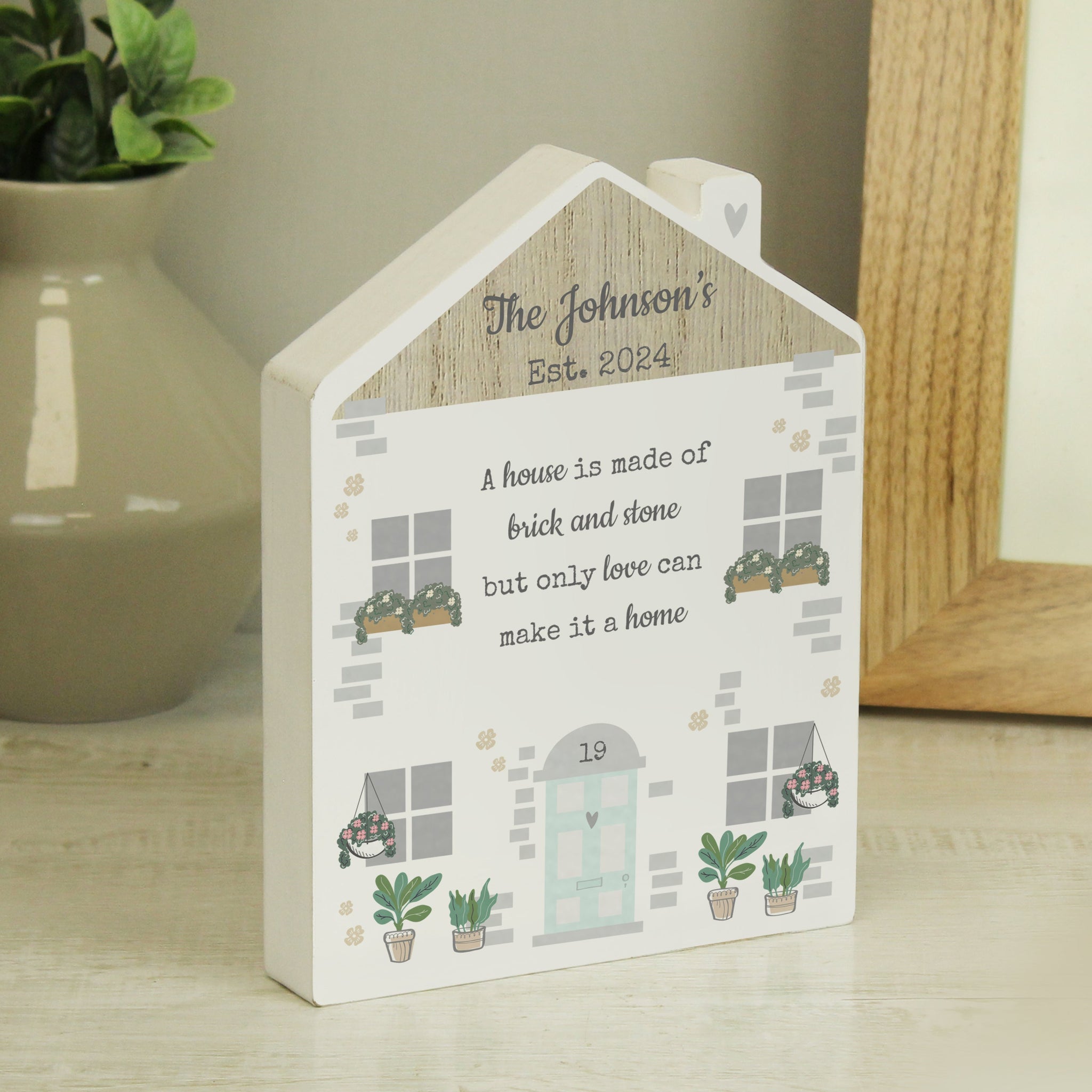 Personalised Love Makes A Home Wooden House Ornament: 1 - Ornaments By Gift Moments