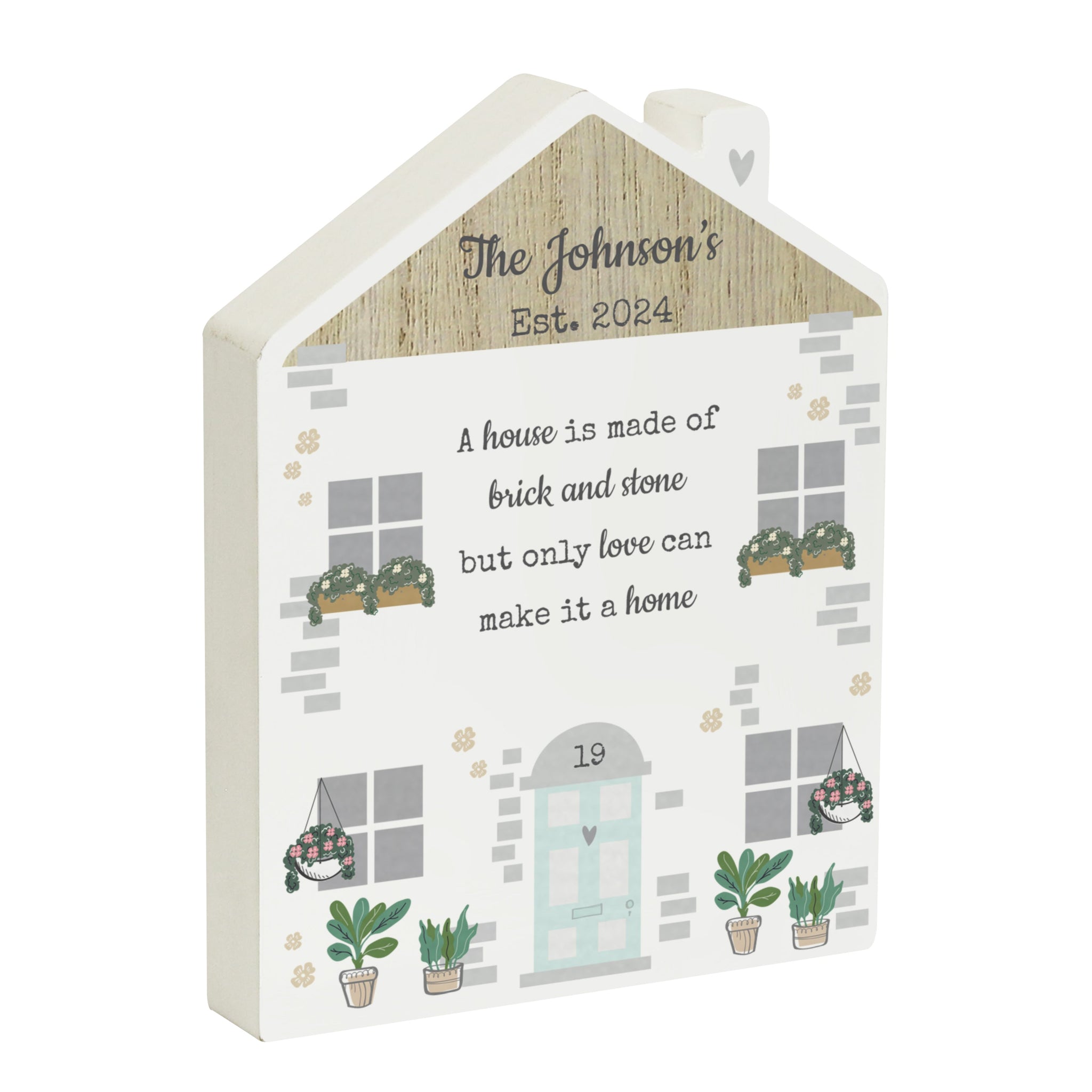 Personalised Love Makes A Home Wooden House Ornament: 6 - Ornaments By Gift Moments