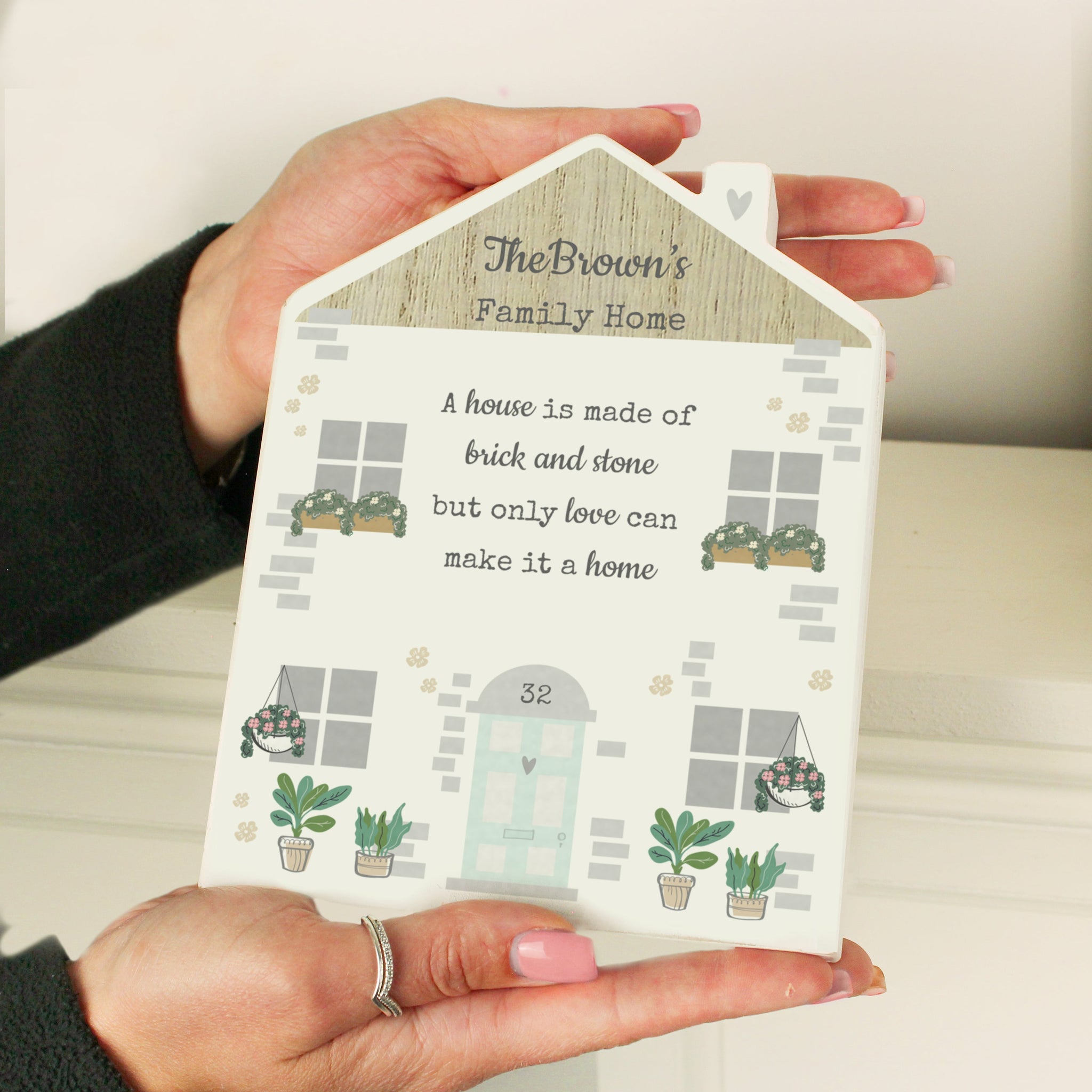 Personalised Love Makes A Home Wooden House Ornament: 3 - Ornaments By Gift Moments