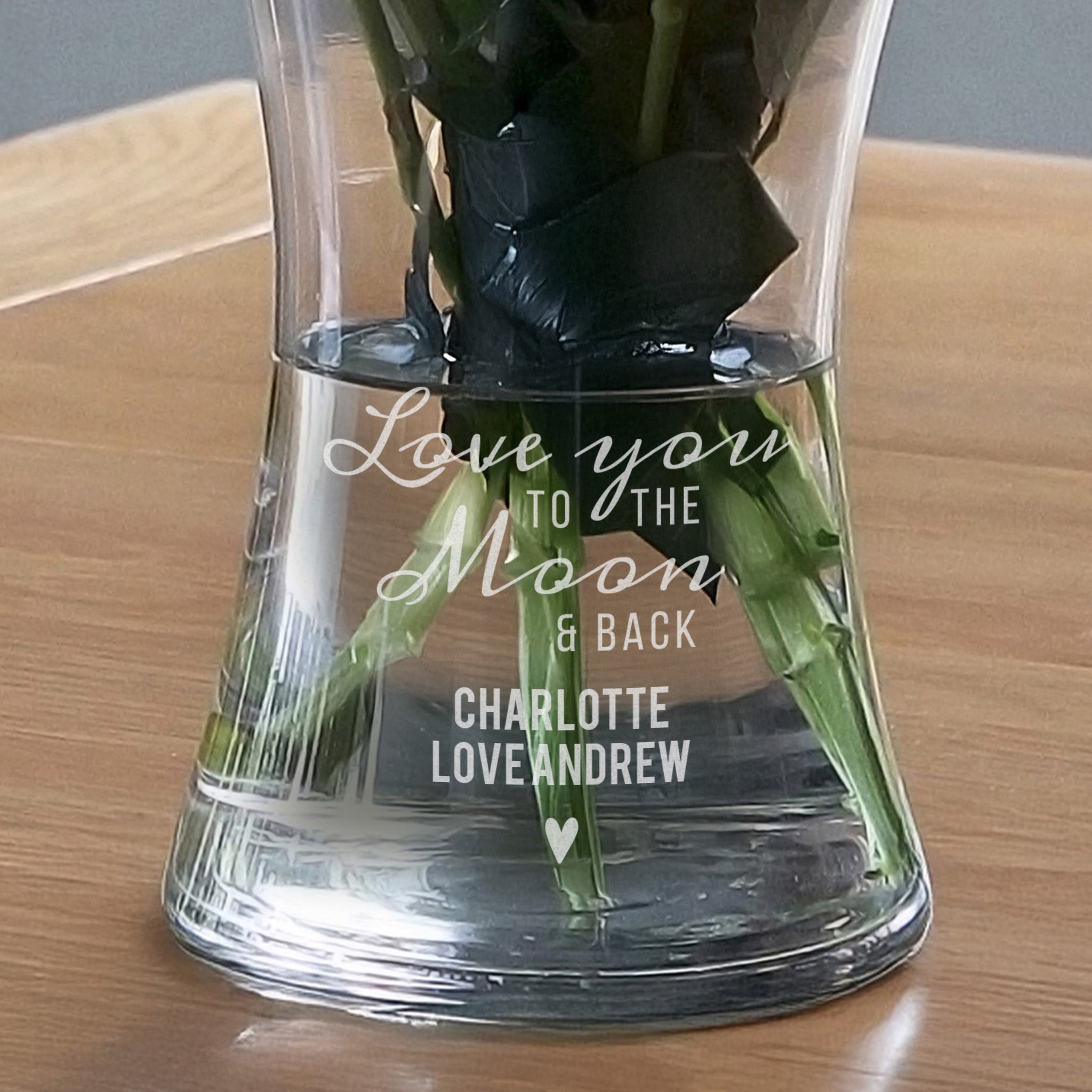 Personalised Love You To The Moon and Back Glass Vase: 3 - Vases By Gift Moments