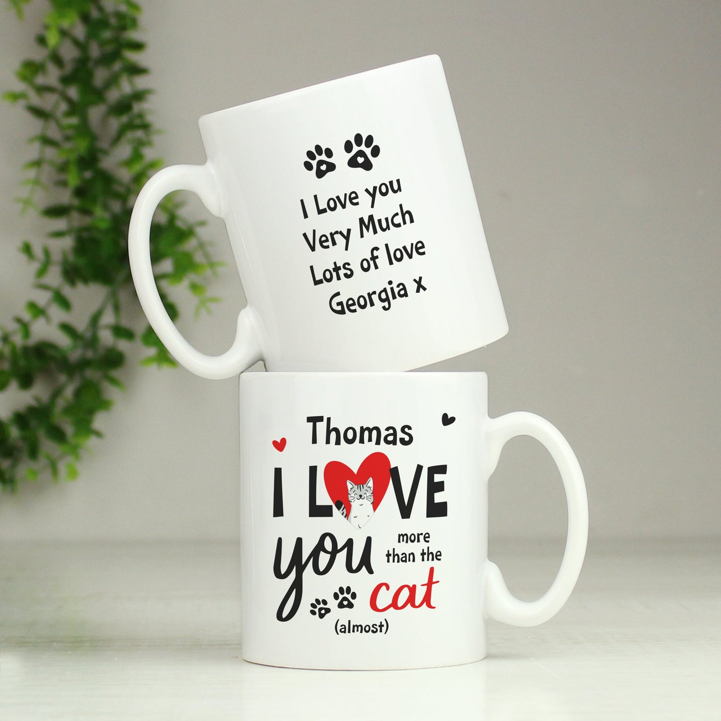 Personalised I Love You More Than The Cat Mug: 4 - Mugs By Gift Moments