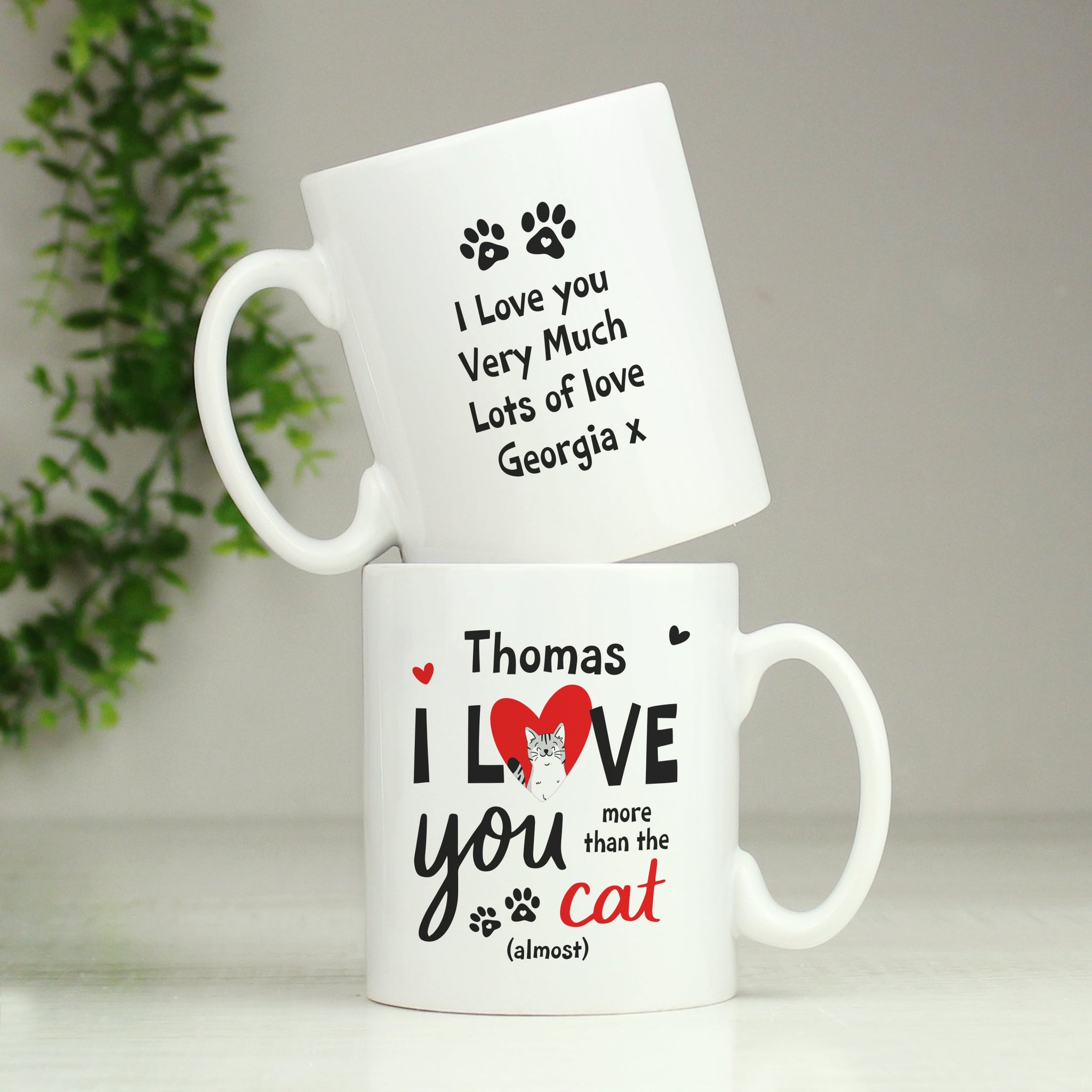 Personalised I Love You More Than The Cat Mug: 4 - Mugs By Gift Moments
