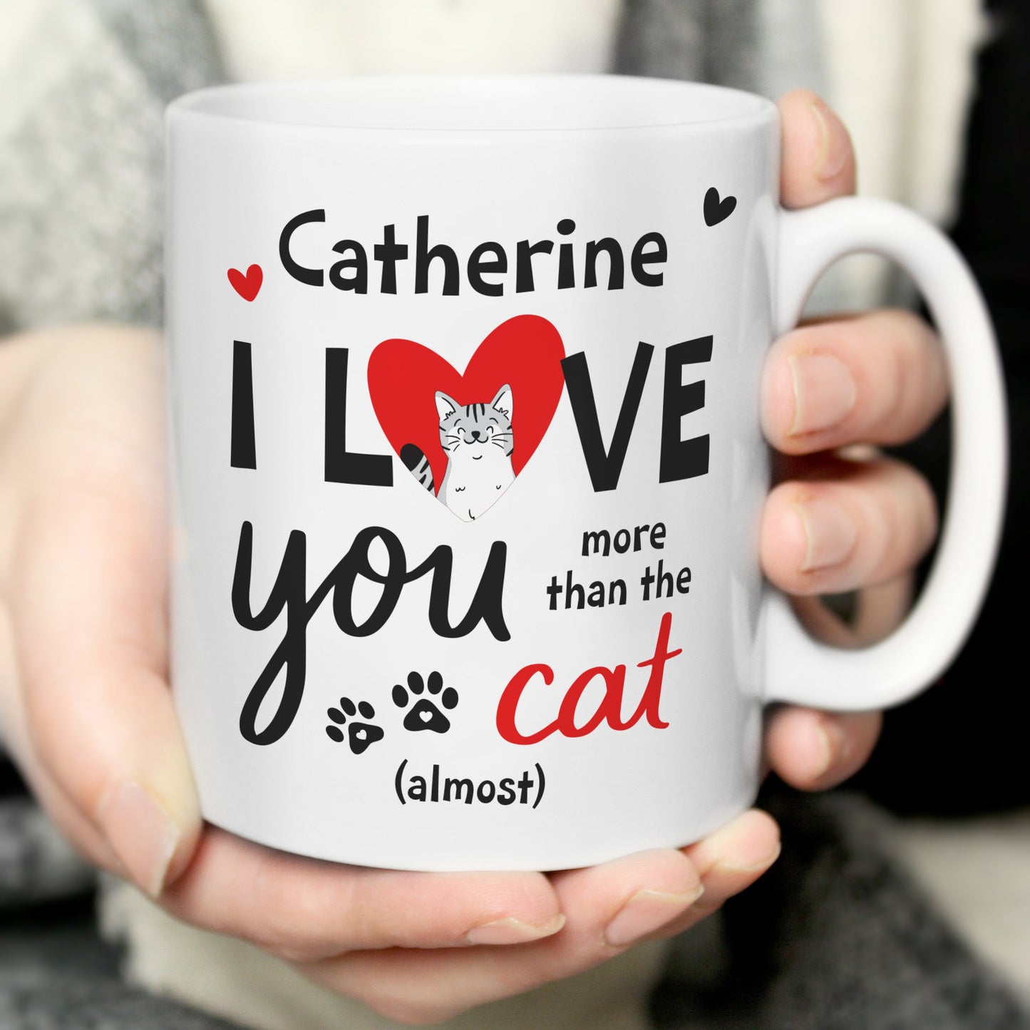 Personalised I Love You More Than The Cat Mug: 1 - Mugs By Gift Moments