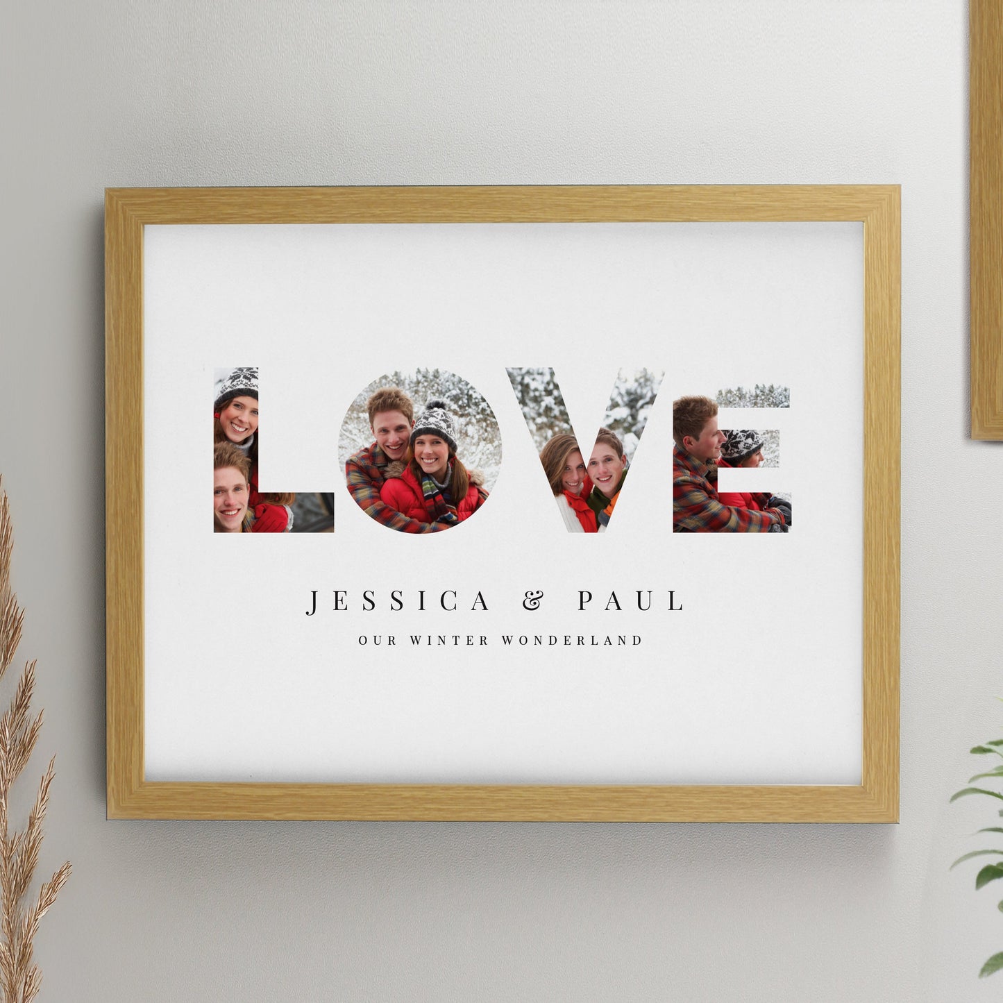 Personalised LOVE Photo Framed Prints: 1 - Oak - Framed Prints By Gift Moments