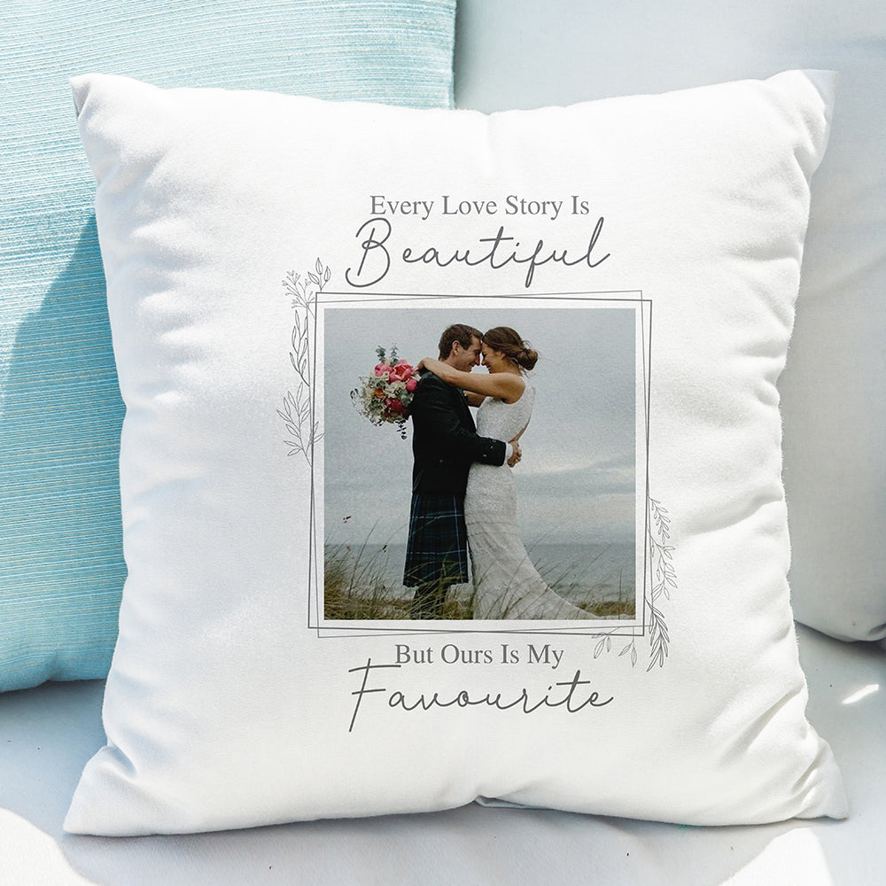 Personalised Love Story Photo Upload Cushion: 1 - Cushions By Gift Moments