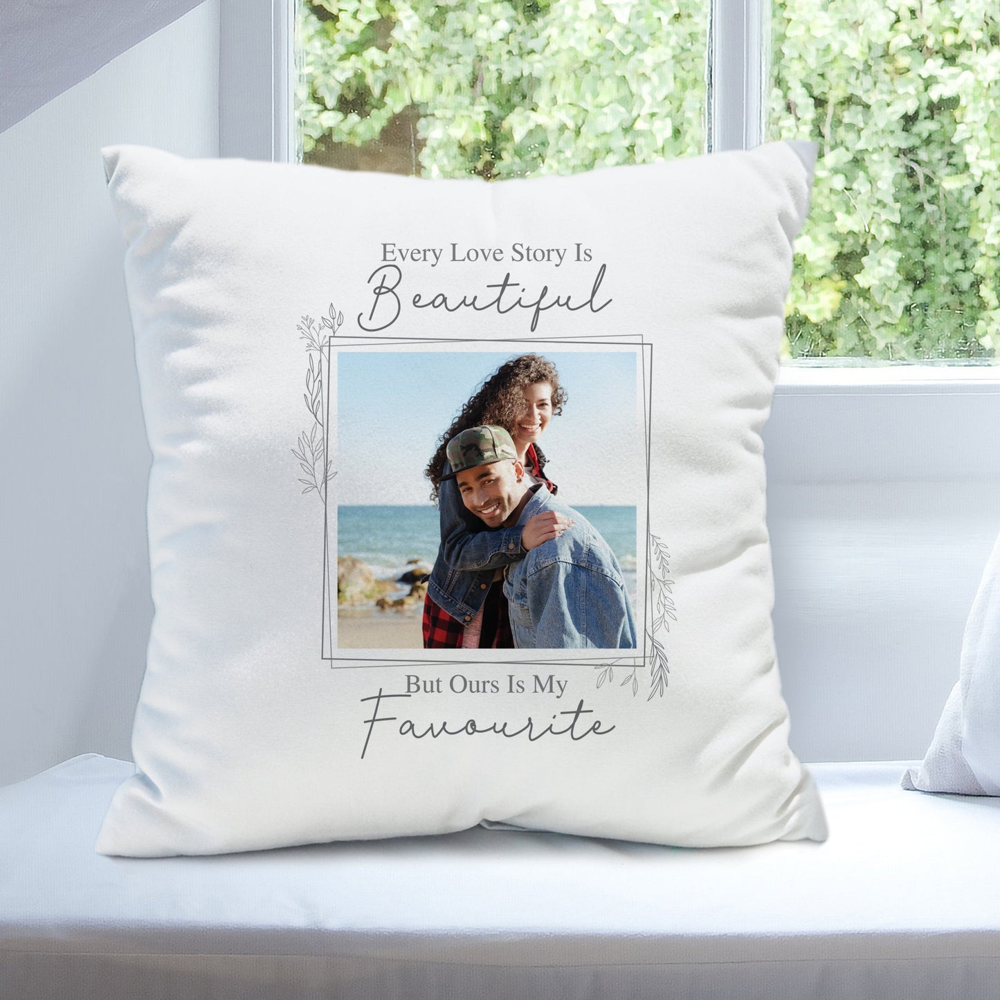 Personalised Love Story Photo Upload Cushion: 2 - Cushions By Gift Moments