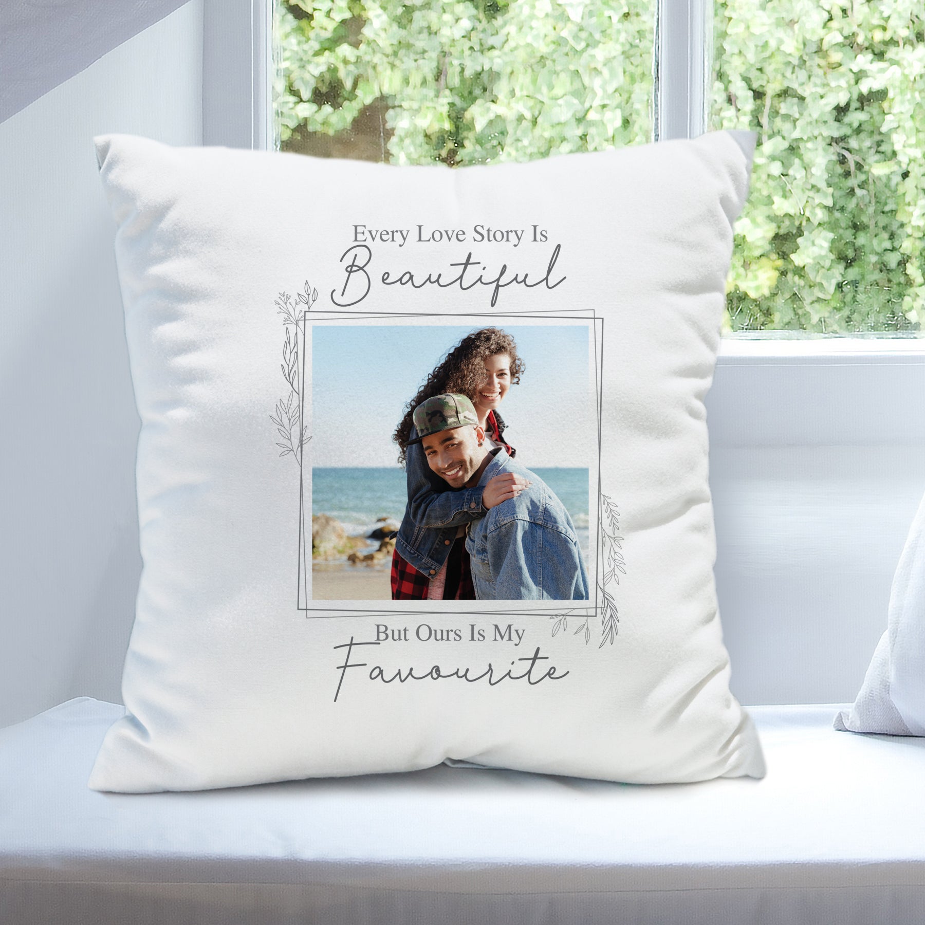 Personalised Love Story Photo Upload Cushion: 2 - Cushions By Gift Moments