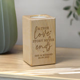 Personalised Love Story Wooden Tealight Holder: 3 - Candle Holders By Gift Moments