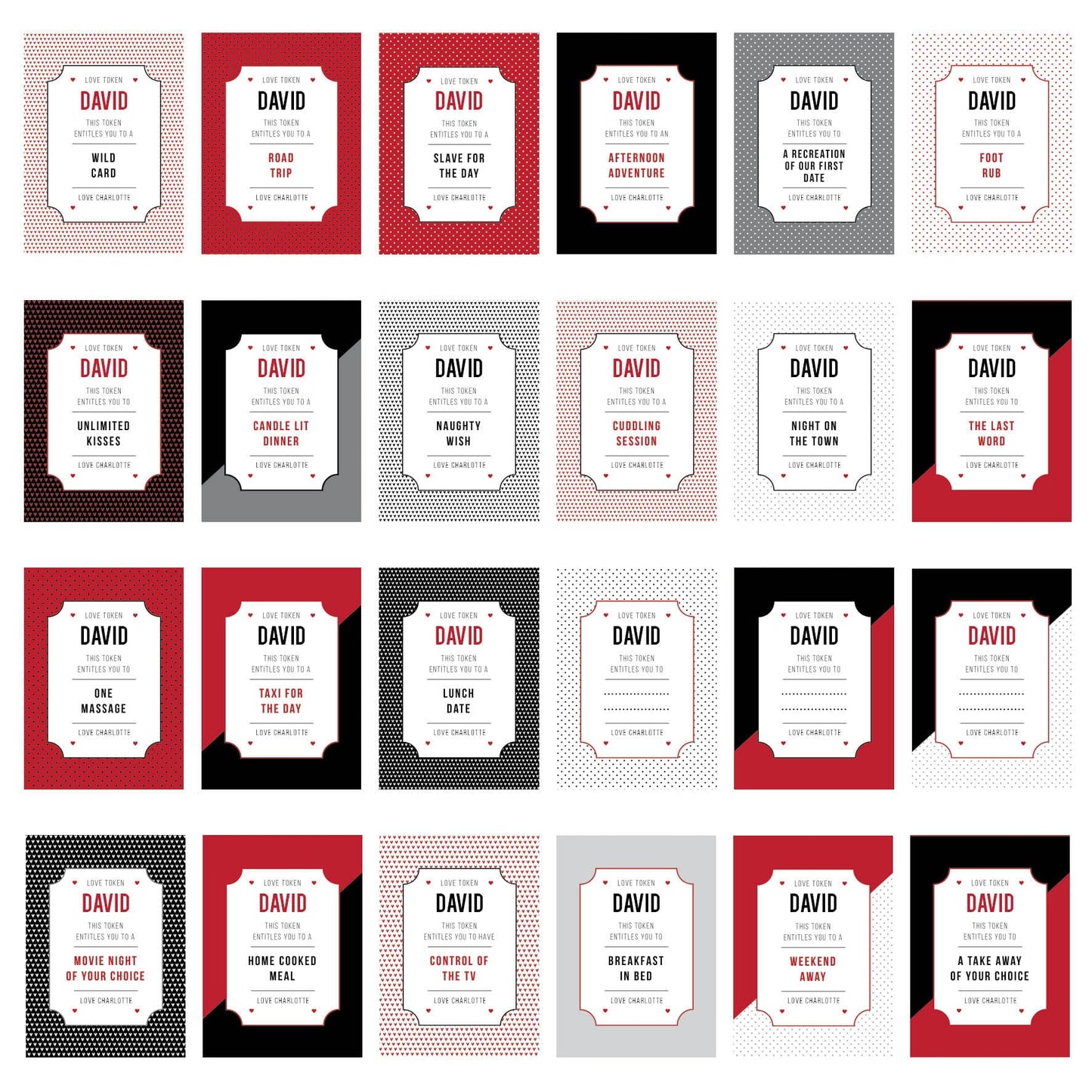 Personalised Love Tokens: 6 - Keepsakes By Gift Moments