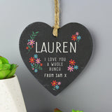 Personalised I Love You A Whole Bunch Hanging Slate Heart: 2 - Decorations By Gift Moments