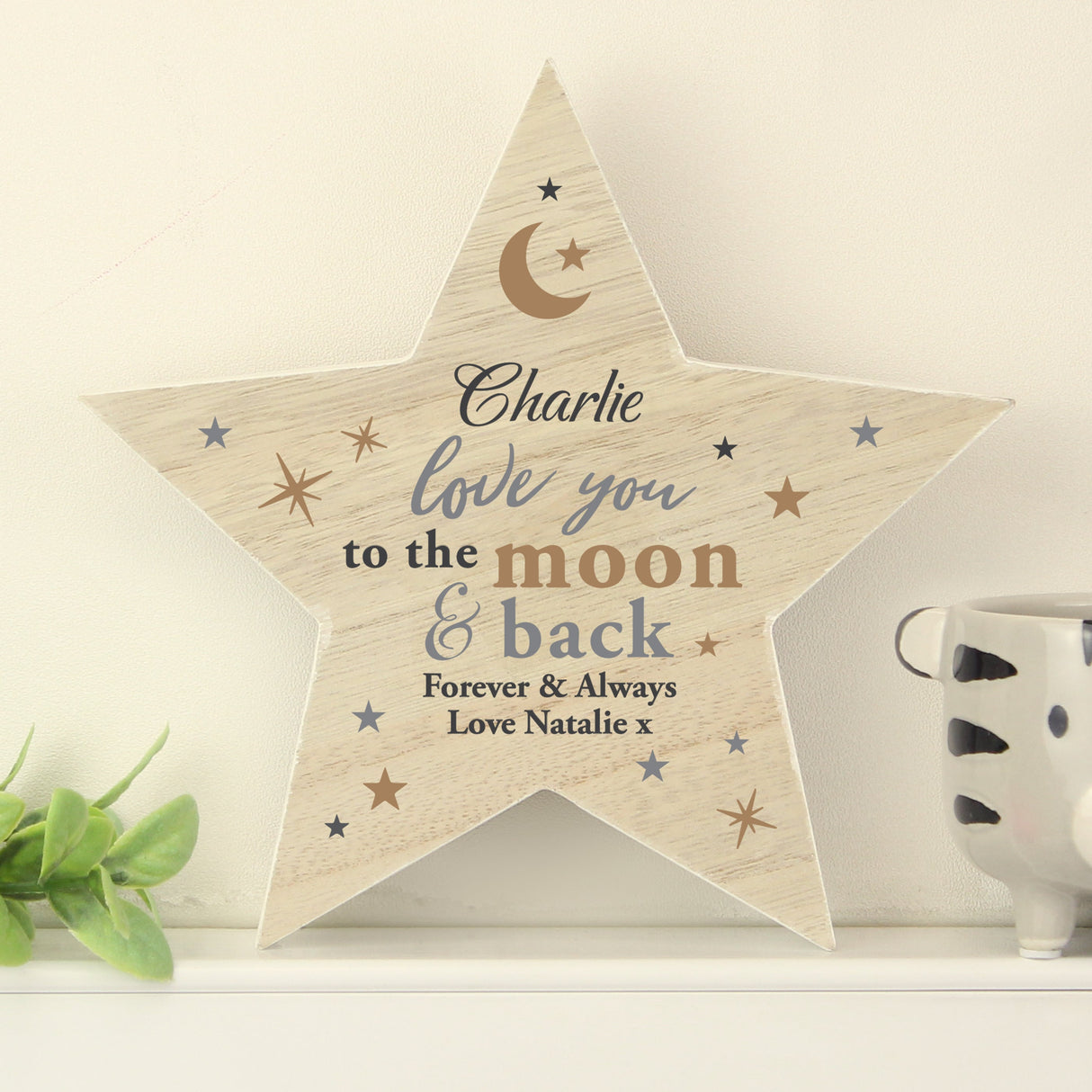Personalised Love You Wooden Star Ornament: 4 - Ornaments By Gift Moments