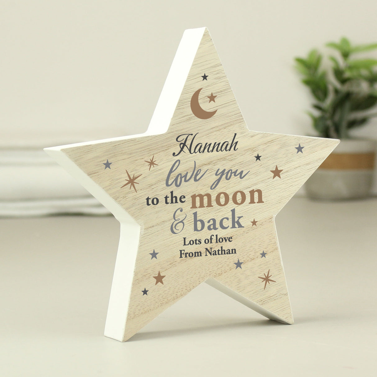 Personalised Love You Wooden Star Ornament: 1 - Ornaments By Gift Moments