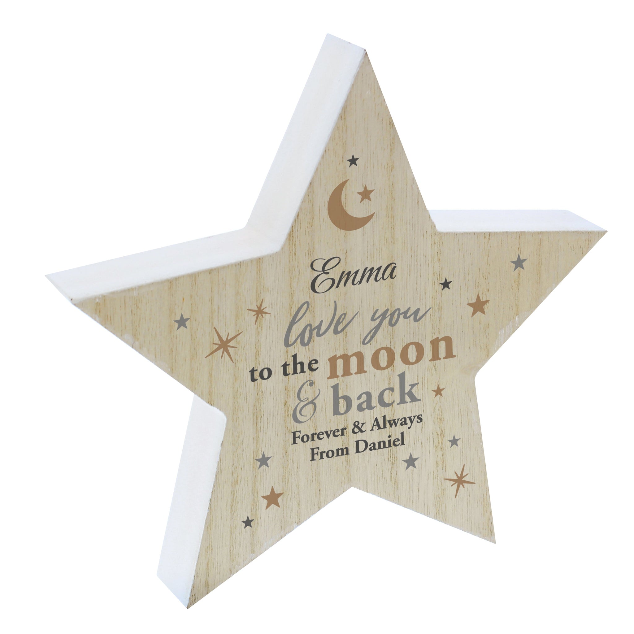 Personalised Love You Wooden Star Ornament: 5 - Ornaments By Gift Moments