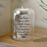 Personalised Loved Ones Memorial Feather Tealight Holder: 1 - Candle Holders By Gift Moments