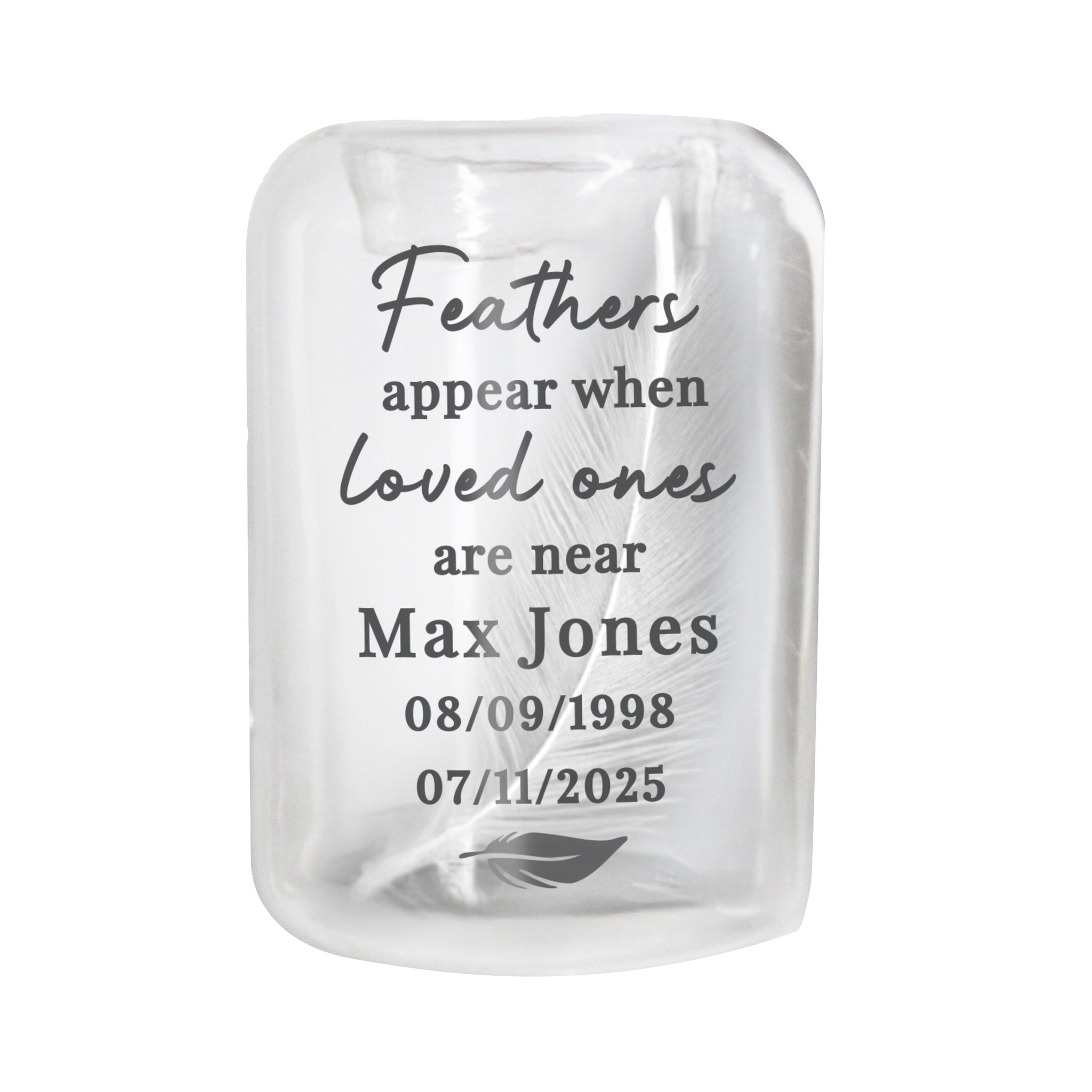 Personalised Loved Ones Memorial Feather Tealight Holder: 5 - Candle Holders By Gift Moments